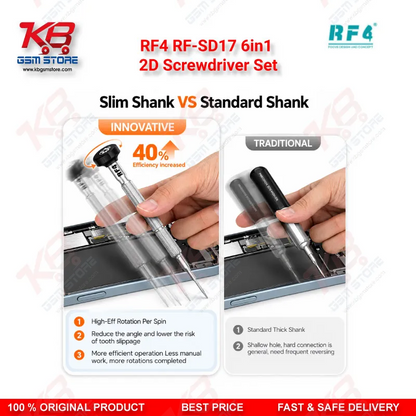 RF4 RF-SD17 6in1 2D Screwdriver Set – Magnetic S2 Steel Precision Screwdriver Kit for Mobile Phone Repair