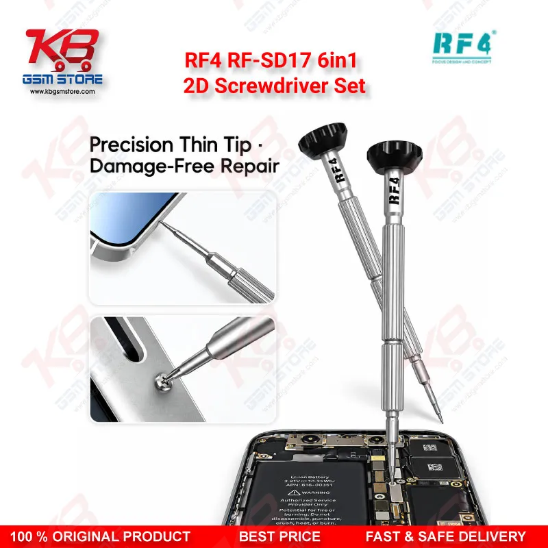 RF4 RF-SD17 6in1 2D Screwdriver Set – Magnetic S2 Steel Precision Screwdriver Kit for Mobile Phone Repair