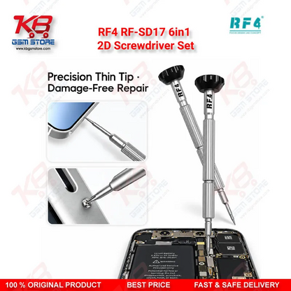 RF4 RF-SD17 6in1 2D Screwdriver Set – Magnetic S2 Steel Precision Screwdriver Kit for Mobile Phone Repair