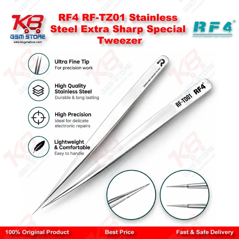 RF4 RF-TZ01 Stainless Steel Extra Sharp Special Tweezer