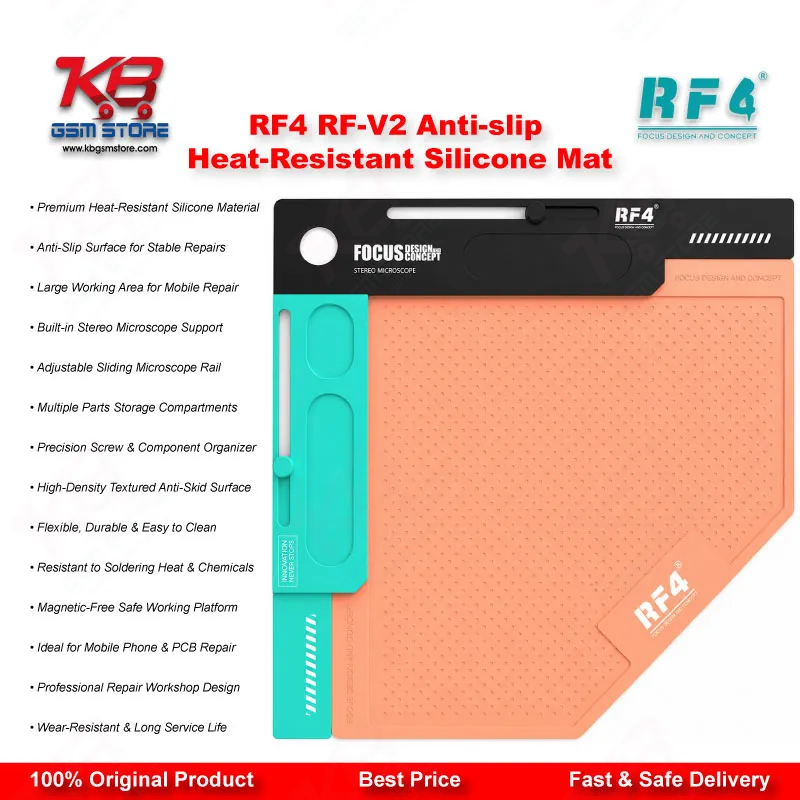 RF4 RF-V2 Anti-Slip Heat-Resistant Silicone Repair Mat – Mobile Phone Workbench Mat