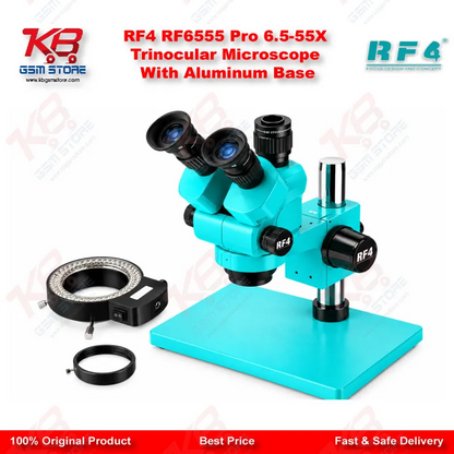 RF4 RF6555 Pro 6.5-55X Trinocular Microscope With Aluminum Base