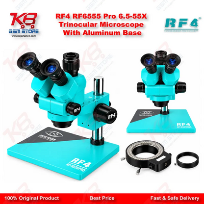 RF4 RF6555 Pro 6.5-55X Trinocular Microscope With Aluminum Base