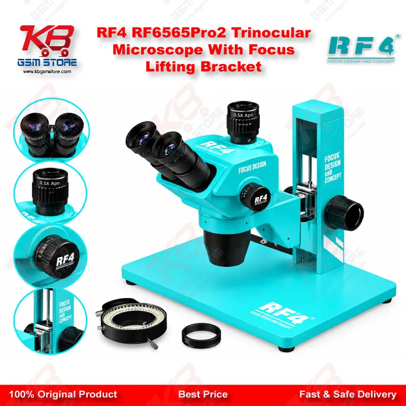RF4 RF6565Pro2 Trinocular Microscope With Focus Lifting Bracket
