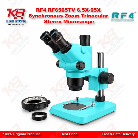 RF4 RF6565TV 6.5X-65X Synchronous Zoom Trinocular Stereo Microscope
