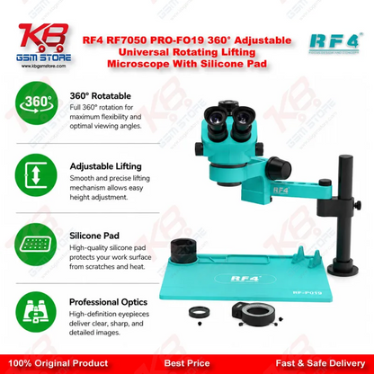 RF4 RF7050 PRO-FO19 360° Adjustable Universal Rotating Lifting Microscope With Silicone Pad