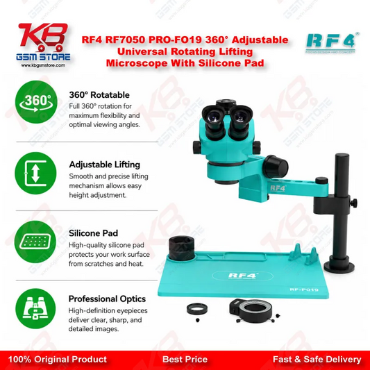 RF4 RF7050 PRO-FO19 360° Adjustable Universal Rotating Lifting Microscope With Silicone Pad