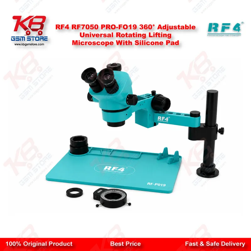 RF4 RF7050 PRO-FO19 360° Adjustable Universal Rotating Lifting Microscope With Silicone Pad