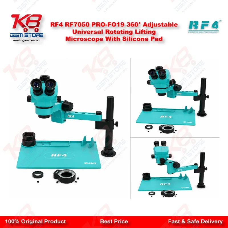 RF4 RF7050 PRO-FO19 360° Adjustable Universal Rotating Lifting Microscope With Silicone Pad