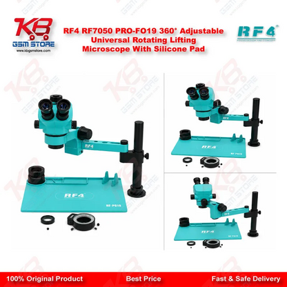RF4 RF7050 PRO-FO19 360° Adjustable Universal Rotating Lifting Microscope With Silicone Pad