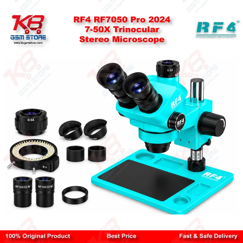 RF4 RF7050 Pro 2024 7-50X Trinocular Stereo Microscope