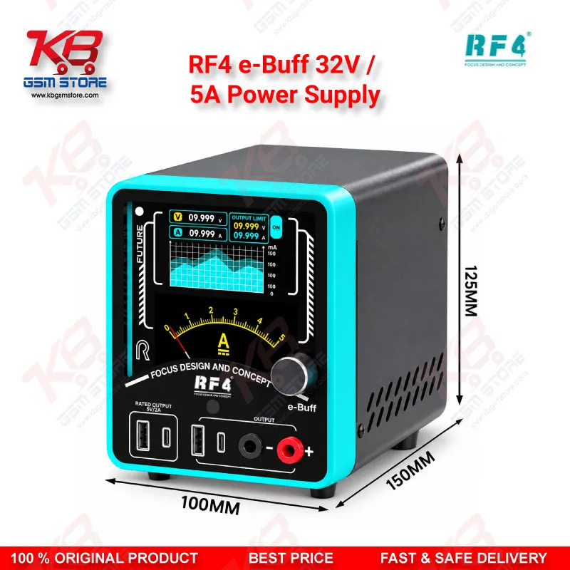 RF4 e-Buff 32V / 5A Digital Display Current Analyzer with Curve Mode and Pointer Display – Dead Phone Diagnostic Boot Power Supply for Mobile Repair Technicians