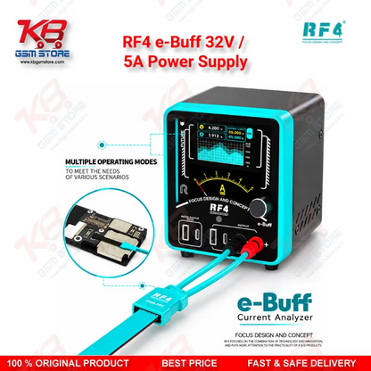 RF4 e-Buff 32V / 5A Digital Display Current Analyzer with Curve Mode and Pointer Display – Dead Phone Diagnostic Boot Power Supply for Mobile Repair Technicians