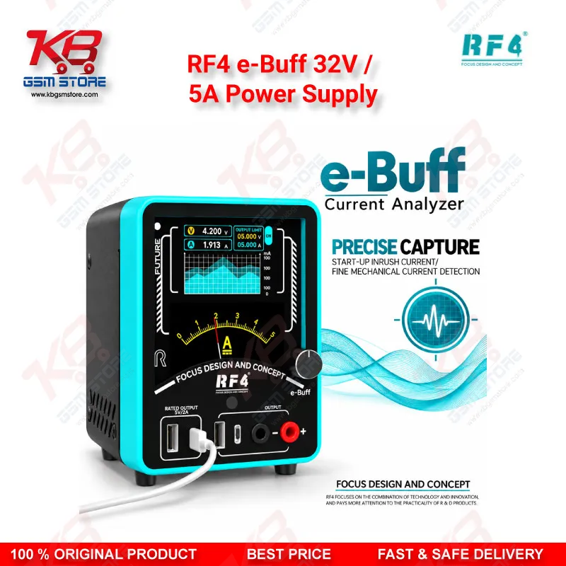 RF4 e-Buff 32V / 5A Digital Display Current Analyzer with Curve Mode and Pointer Display – Dead Phone Diagnostic Boot Power Supply for Mobile Repair Technicians