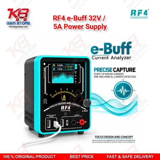 RF4 e-Buff 32V / 5A Digital Display Current Analyzer with Curve Mode and Pointer Display – Dead Phone Diagnostic Boot Power Supply for Mobile Repair Technicians