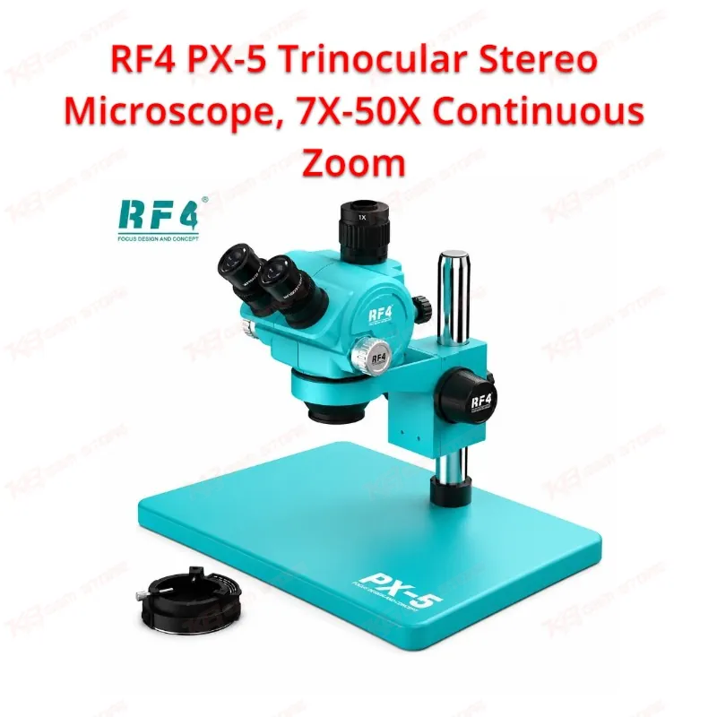 RF4 PX-5 Trinocular Stereo Microscope | 7X–50X Continuous Zoom