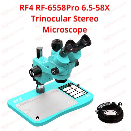 RF4 RF-6558Pro 6.5-58X Trinocular Stereo Microscope
