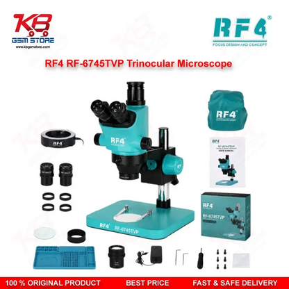 RF4 RF6745TVP 6.7X-45X Synchronous Zoom Trinocular Stereo Microscope with Aluminum Alloy Big Base