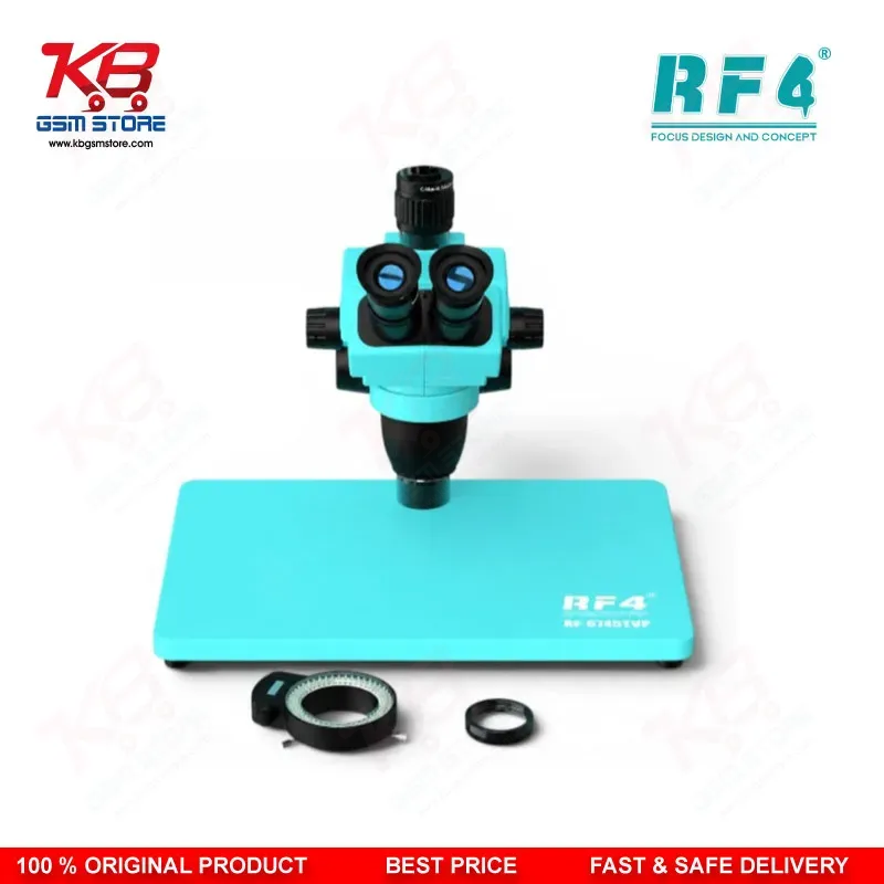 RF4 RF6745TVP 6.7X-45X Synchronous Zoom Trinocular Stereo Microscope with Aluminum Alloy Big Base