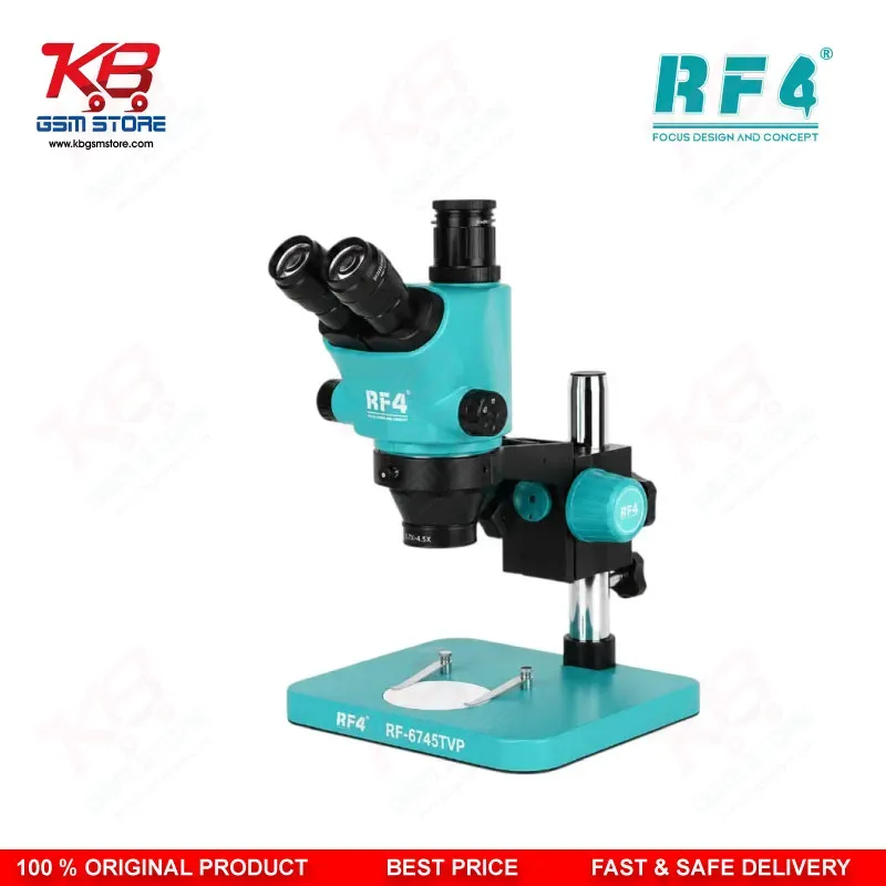 RF4 RF6745TVP 6.7X-45X Synchronous Zoom Trinocular Stereo Microscope with Aluminum Alloy Big Base