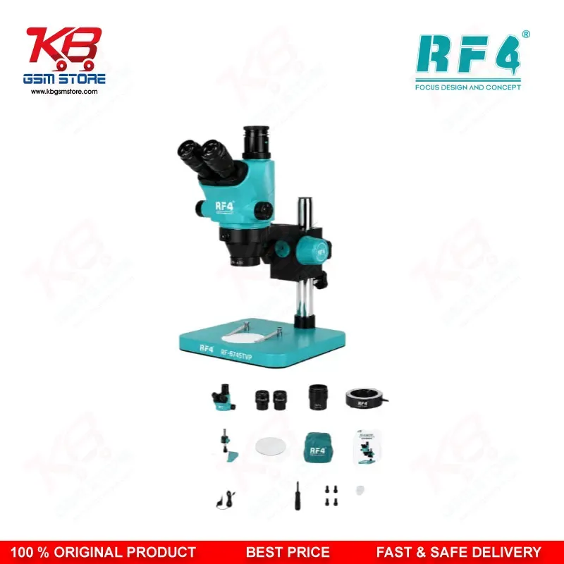RF4 RF6745TVP 6.7X-45X Synchronous Zoom Trinocular Stereo Microscope with Aluminum Alloy Big Base