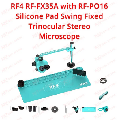 RF4 RF-FX35A with RF-PO16 Silicone Pad Swing Fixed Trinocular Stereo Microscope