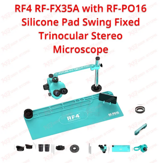 RF4 RF-FX35A with RF-PO16 Silicone Pad Swing Fixed Trinocular Stereo Microscope