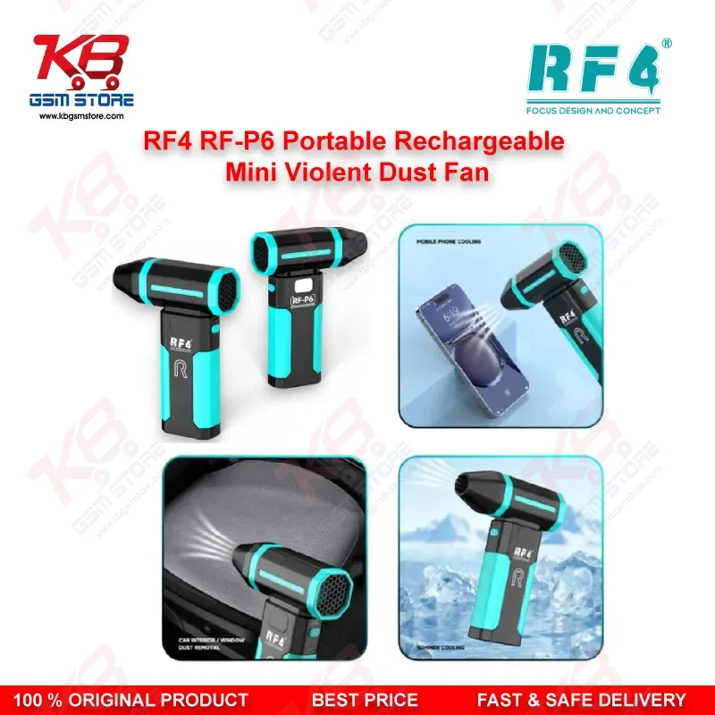 RF4 RF-P6 Portable Mini Cooling Fan 6000mAh Rechargeable Air Blower for Mobile Repair