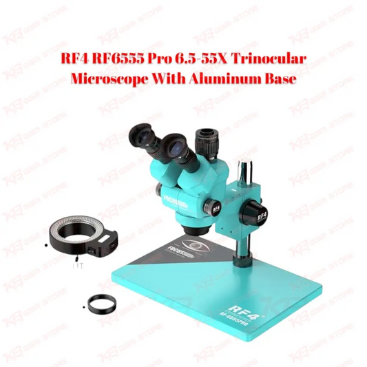 RF4 RF6555 Pro 6.5-55X Trinocular Microscope With Aluminum Base
