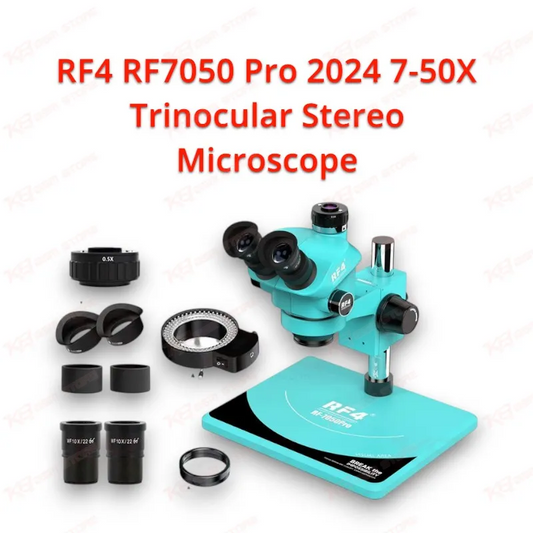 RF4 RF7050 Pro 2024 7-50X Trinocular Stereo Microscope