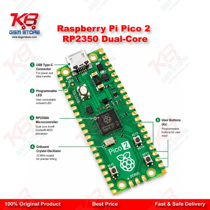 Raspberry Pi Pico 2 RP2350 Dual-Core Microcontroller Board