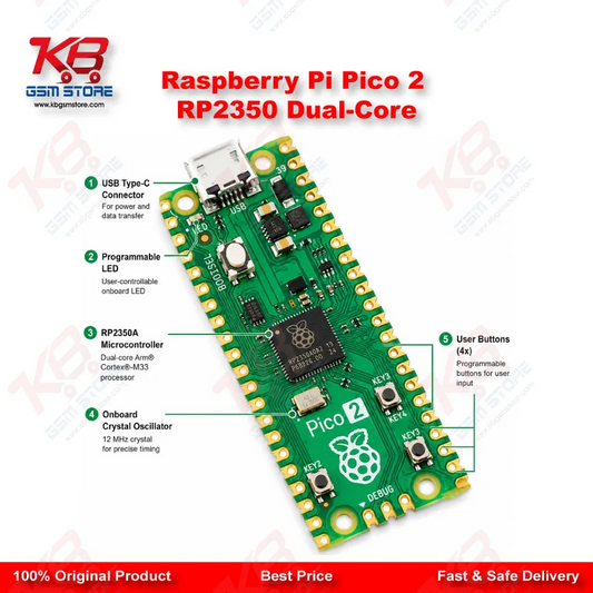 Raspberry Pi Pico 2 RP2350 Dual-Core Microcontroller Board