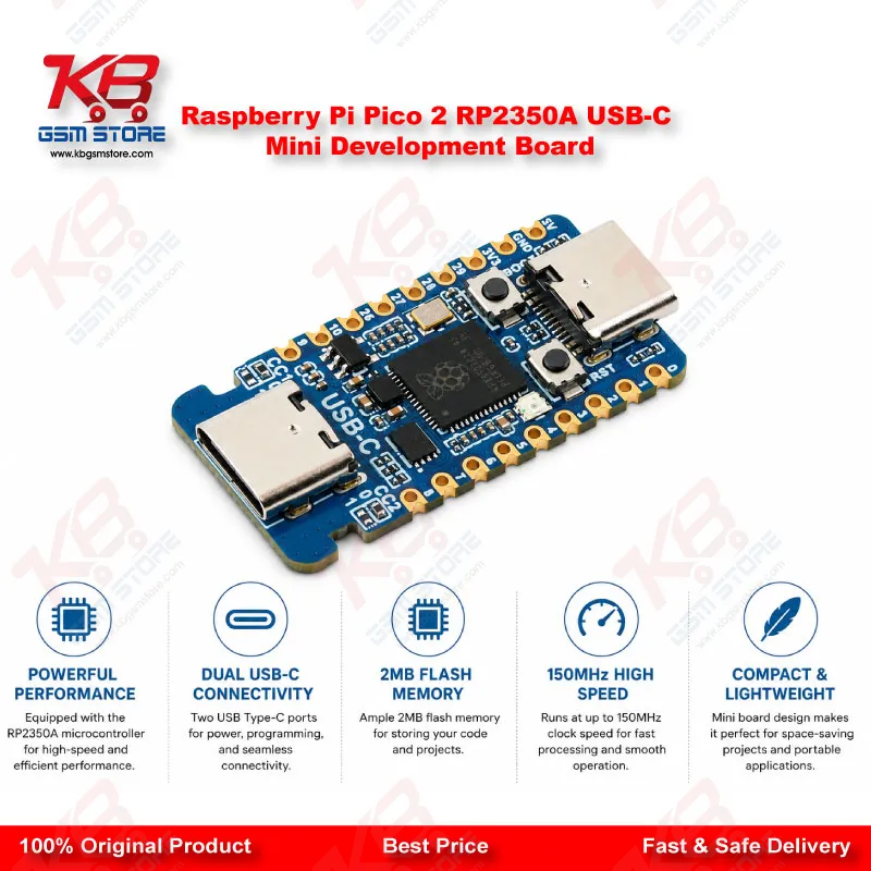 Raspberry Pi Pico 2 RP2350A USB-C Dual-Core Development Board