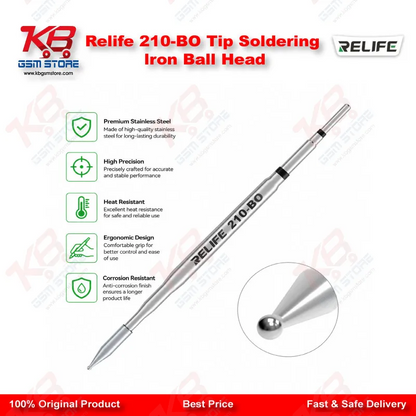 Relife 210-BO C210 Ball Head Soldering Iron Tip – Integrated Heating Core for BGA & Solder Bridge Repair