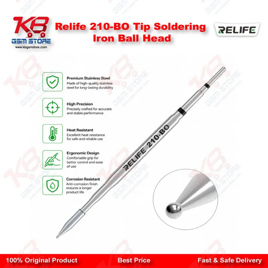 Relife 210-BO C210 Ball Head Soldering Iron Tip – Integrated Heating Core for BGA & Solder Bridge Repair