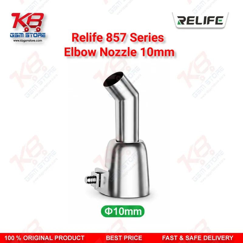 RELIFE 857 Series 10mm Elbow Nozzle – 45° Bent Hot Air Gun Nozzle for Microscope Rework