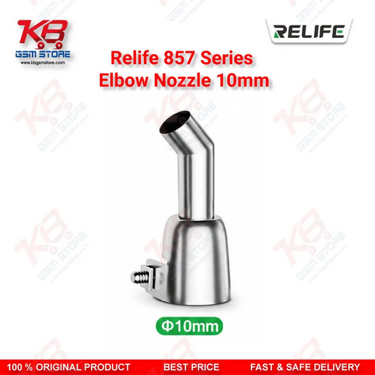 RELIFE 857 Series 10mm Elbow Nozzle – 45° Bent Hot Air Gun Nozzle for Microscope Rework