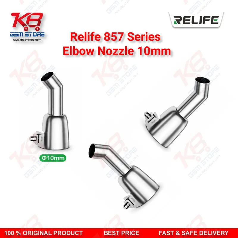 RELIFE 857 Series 10mm Elbow Nozzle – 45° Bent Hot Air Gun Nozzle for Microscope Rework
