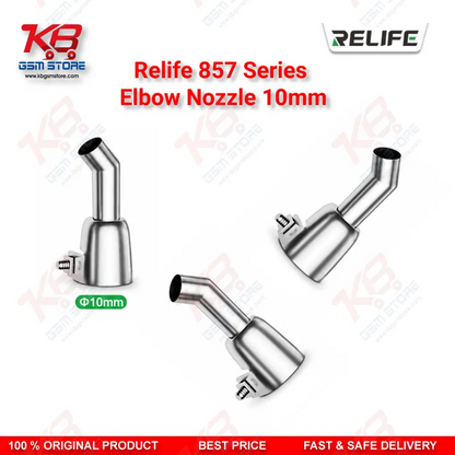 RELIFE 857 Series 10mm Elbow Nozzle – 45° Bent Hot Air Gun Nozzle for Microscope Rework