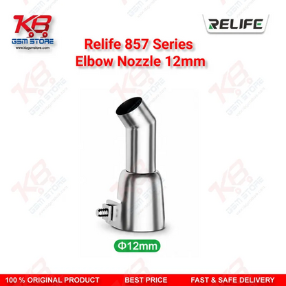 Relife 857 Series 12mm Elbow Nozzle – 45° Bent Hot Air Rework Nozzle