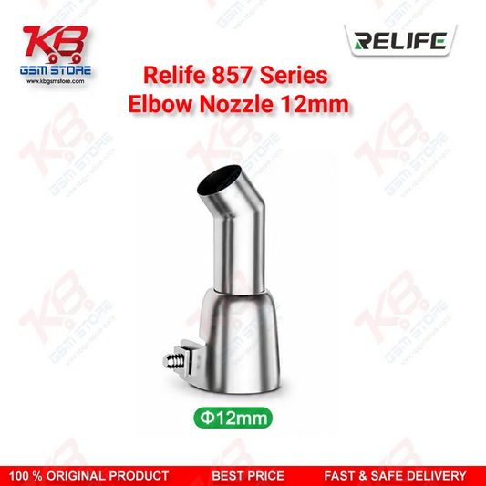 Relife 857 Series 12mm Elbow Nozzle – 45° Bent Hot Air Rework Nozzle