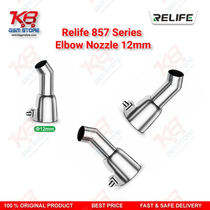 Relife 857 Series 12mm Elbow Nozzle – 45° Bent Hot Air Rework Nozzle