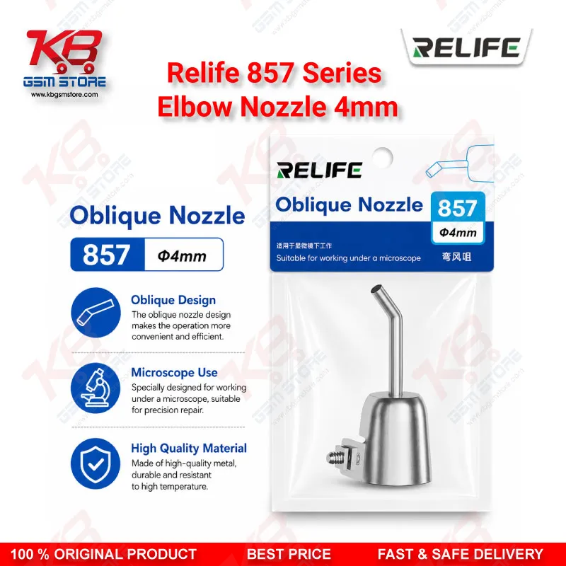 Relife 857 Series Elbow Nozzle 4mm – 45° Bent Hot Air Gun Nozzle