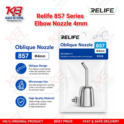 Relife 857 Series Elbow Nozzle 4mm – 45° Bent Hot Air Gun Nozzle