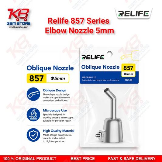 RELIFE 857 Series Elbow Nozzle 5mm – 45° Bent Hot Air Nozzle for BGA Rework