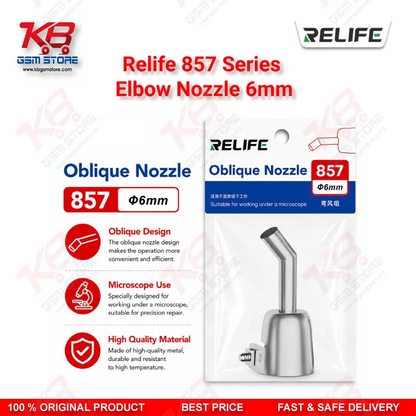 RELIFE 857 Series 45° Elbow Nozzle 6mm – Bent Hot Air Rework Nozzle