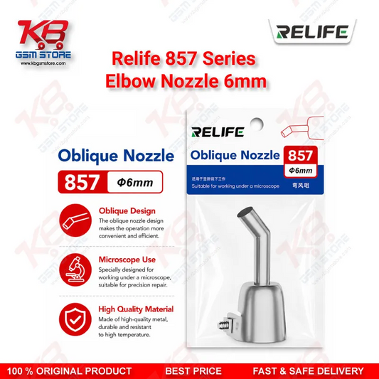 RELIFE 857 Series 45° Elbow Nozzle 6mm – Bent Hot Air Rework Nozzle