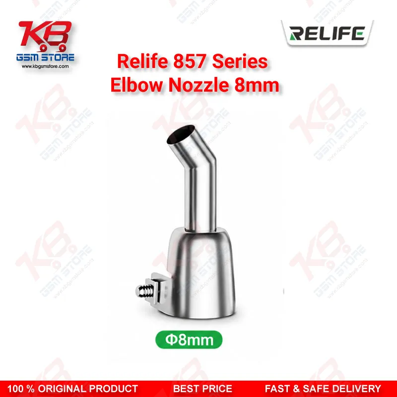 RELIFE 857 Series 45° Elbow Hot Air Nozzle 8mm – Stainless Steel Bent Nozzle for Microscope Rework