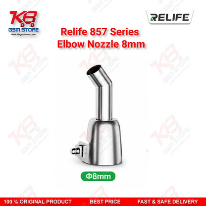 RELIFE 857 Series 45° Elbow Hot Air Nozzle 8mm – Stainless Steel Bent Nozzle for Microscope Rework