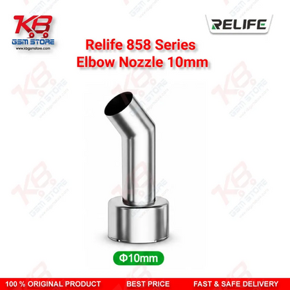 Relife 858 Series Elbow Nozzle 10mm – 45° Bent Hot Air Rework Nozzle